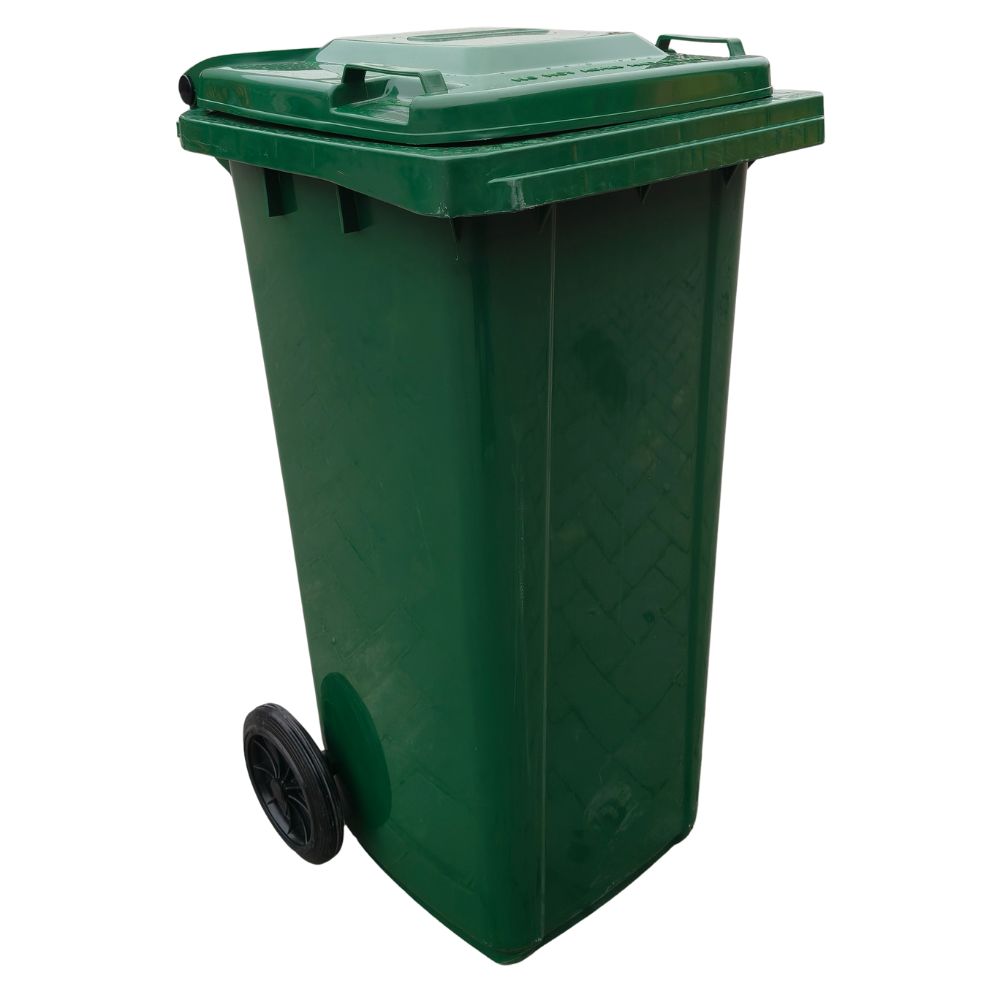 Tomberon din plastic cu roti și capac rabatabil,CH 120L, verde